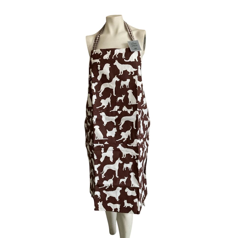 Apron Full Chef Brown White Dogs Puppies NWT